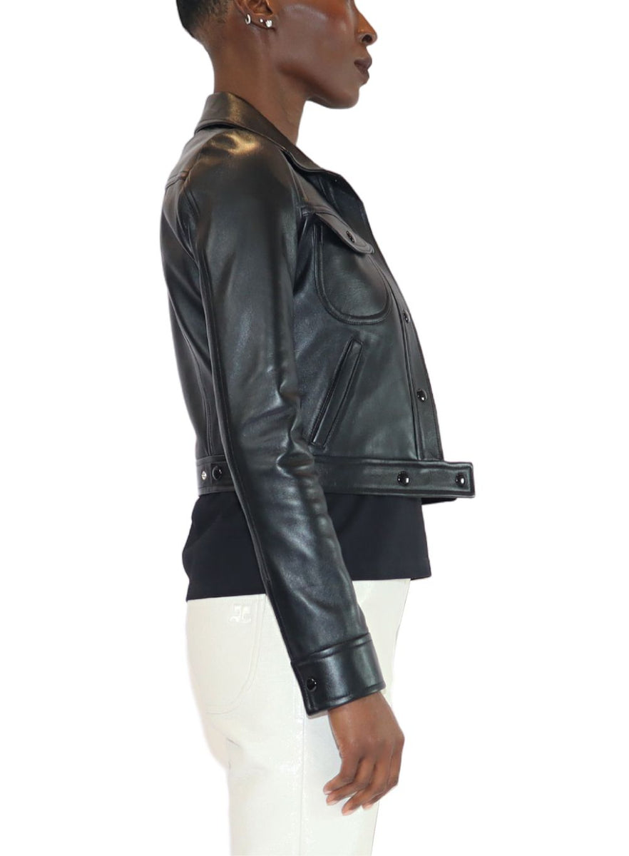 Acne Studios Black Leather Mock Jacket