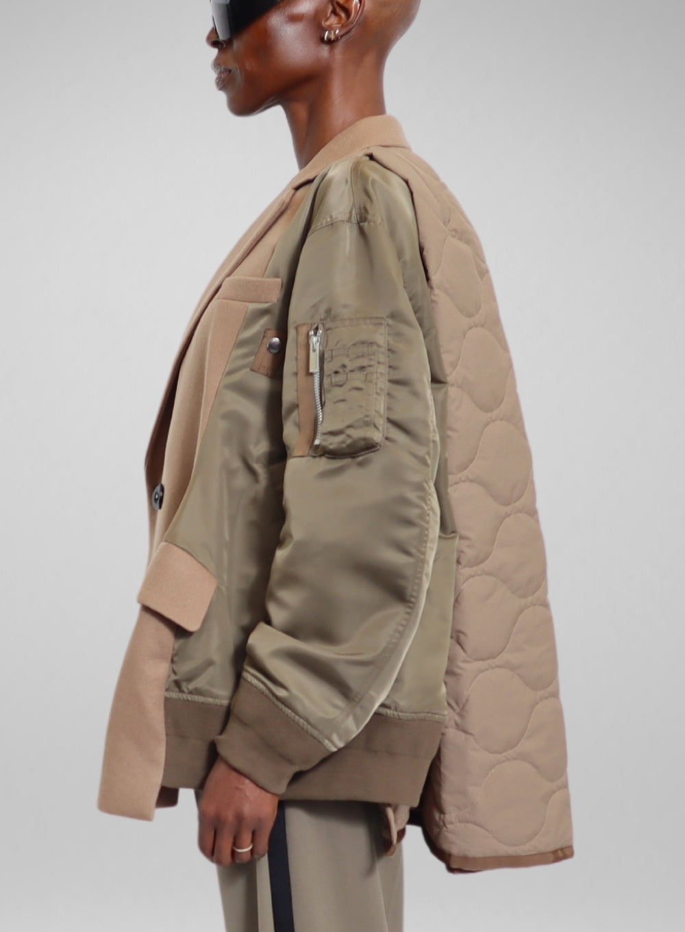 SACAI | Wool Melton Nylon Twill Mix Quilted Blouson