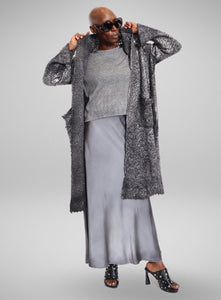 AVANT TOI | Laminated Long Furry Stretch Cardigan