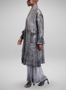 AVANT TOI | Laminated Long Furry Stretch Cardigan