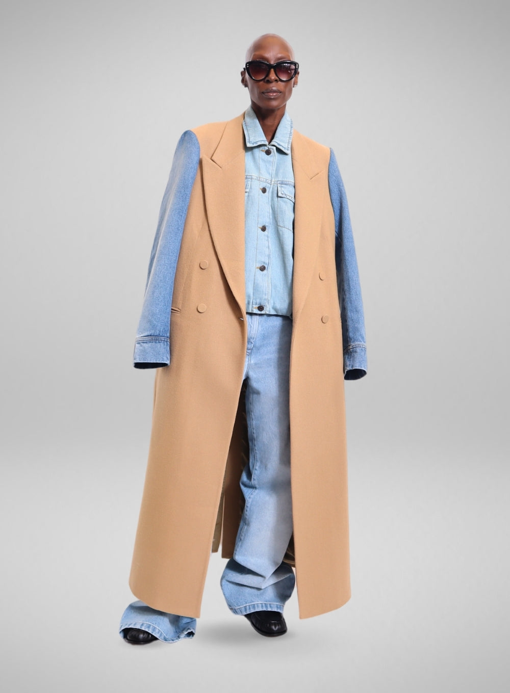 DRIES VAN NOTEN | Long Wool Denim Sleeve Coat