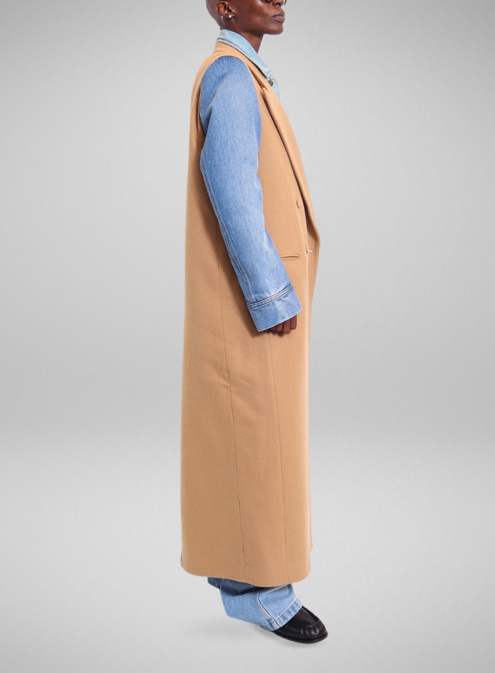 DRIES VAN NOTEN | Long Wool Denim Sleeve Coat