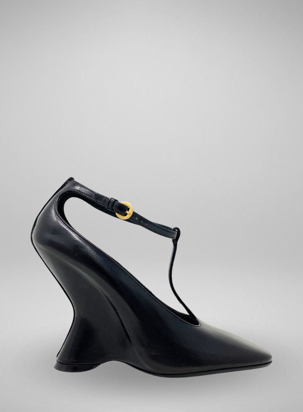 DRIES VAN NOTEN | T-Strap Leather Wedge Mary Jane