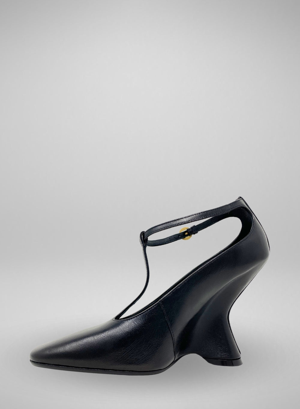 DRIES VAN NOTEN | T-Strap Leather Wedge Mary Jane