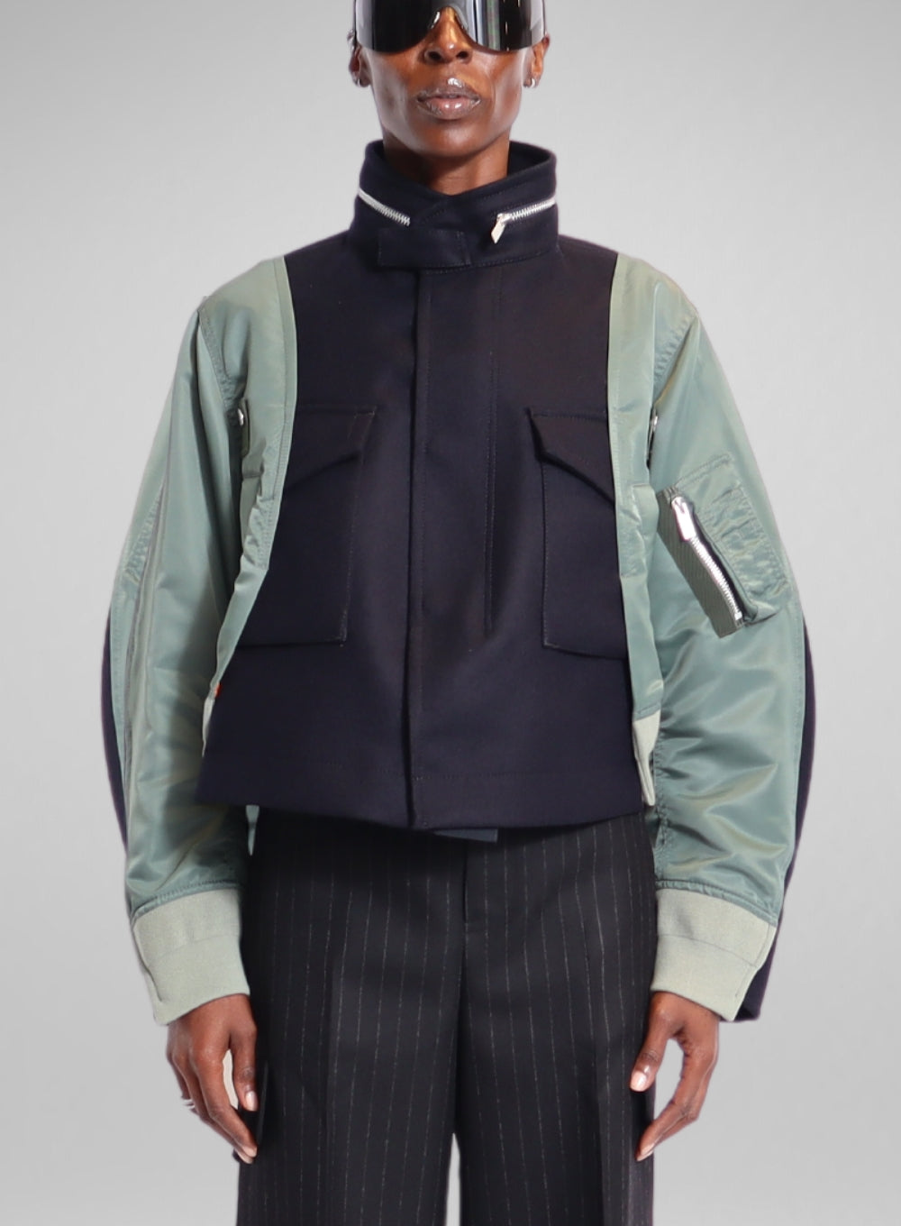 SACAI | Wool Melton Nylon Twill Mix Jacket