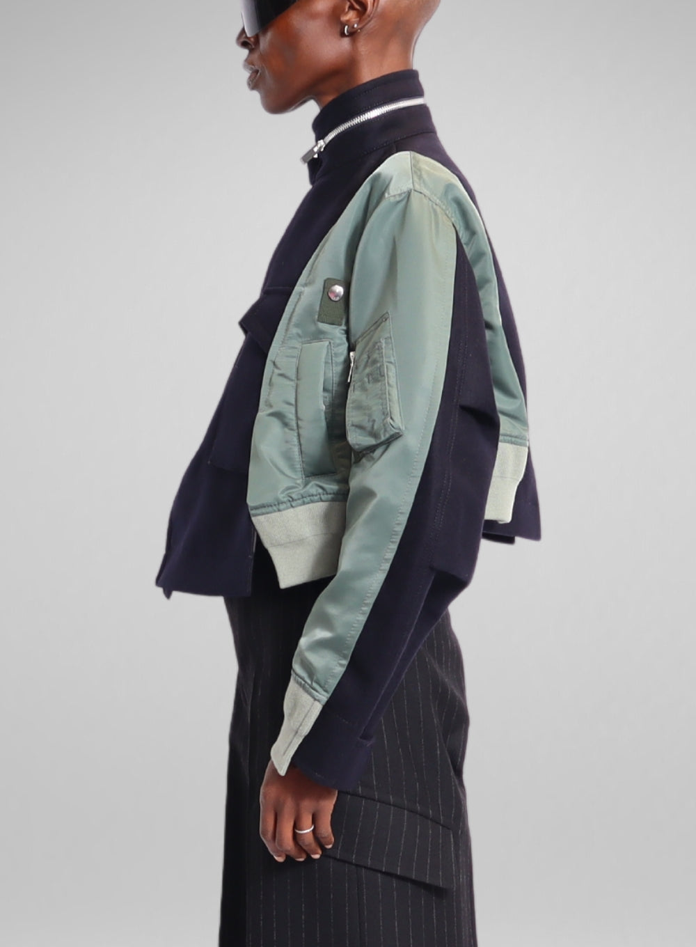 SACAI | Wool Melton Nylon Twill Mix Jacket