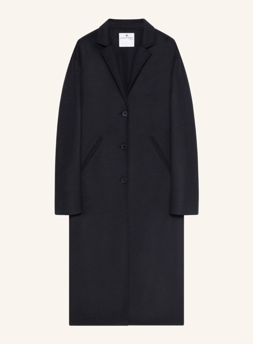 COURREGÈS | Cocoon Silk Wool Double Face Coat