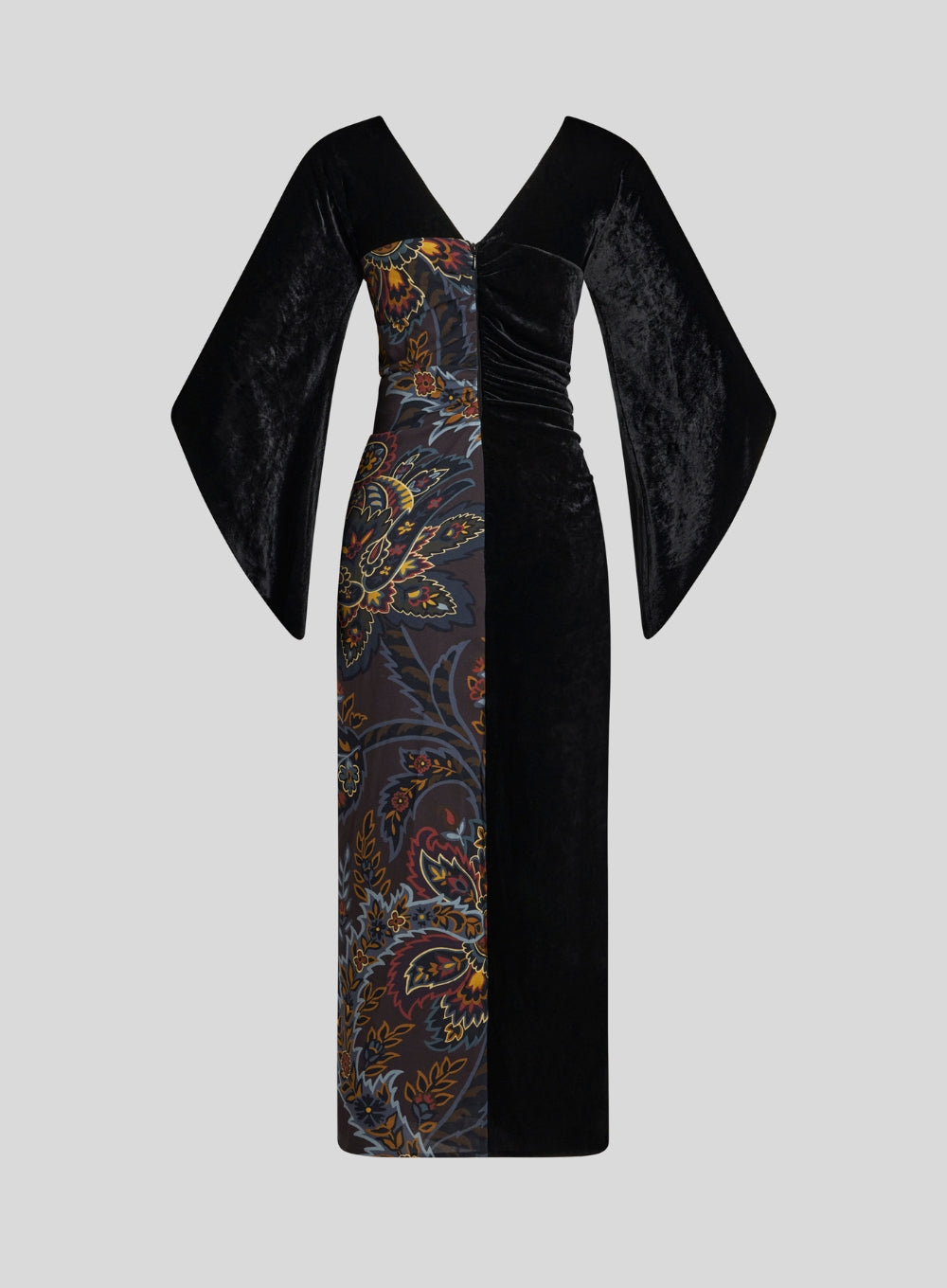 ETRO | Velvet & Floral Print Midi Dress