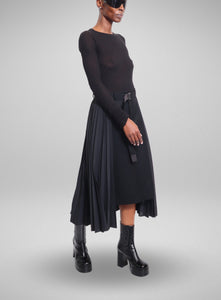 SACAI | Suiting x Wool Melton Skirt With Pleating