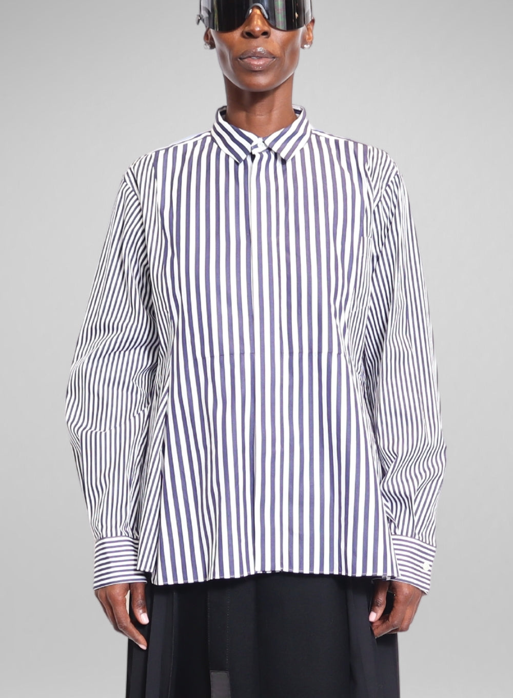 SACAI | Cotton Poplin Stripe Mix Shirt