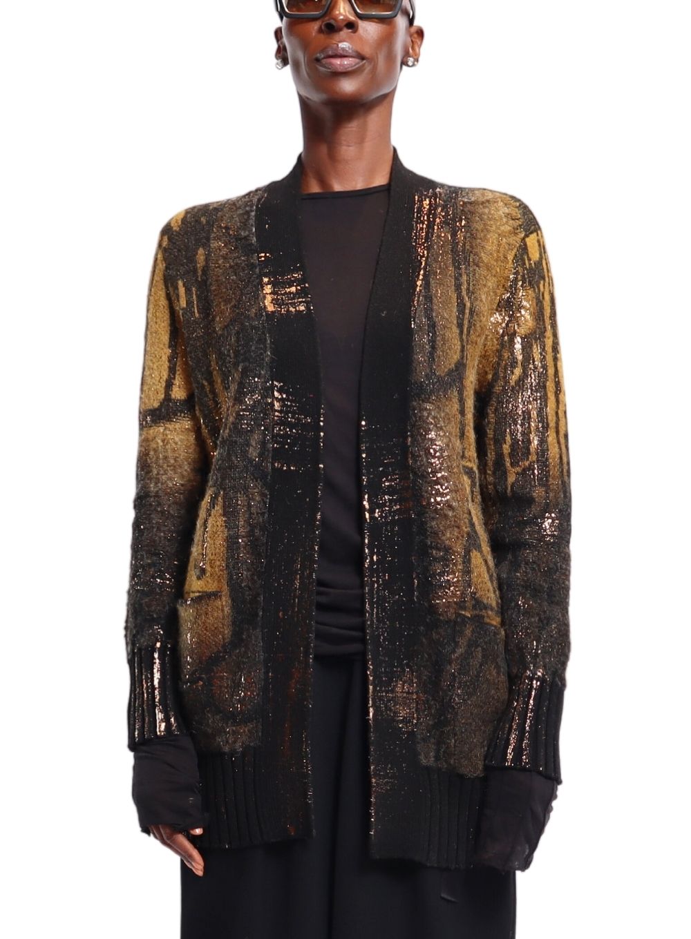 AVANT TOI | Laminated Jacquard Punk Shawl Cardigan