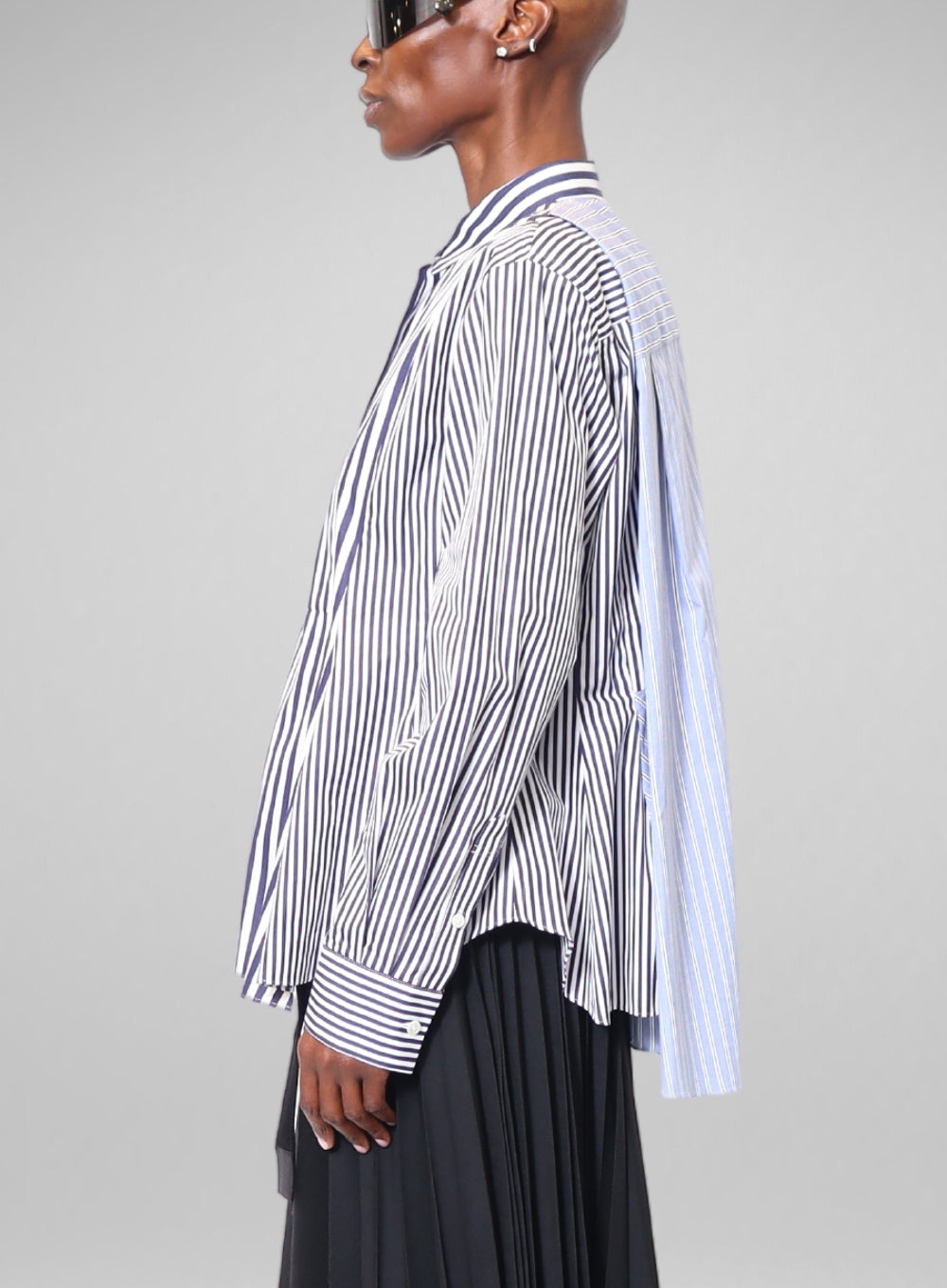 SACAI | Cotton Poplin Stripe Mix Shirt