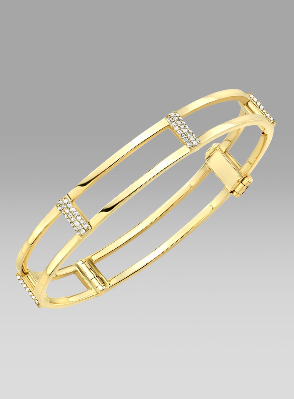 RACHEL KATZ | Locking Cage Bracelet With Diamond Posts