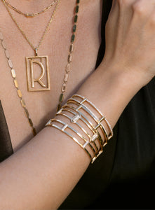 RACHEL KATZ | Locking Cage Bracelet With Diamond Posts