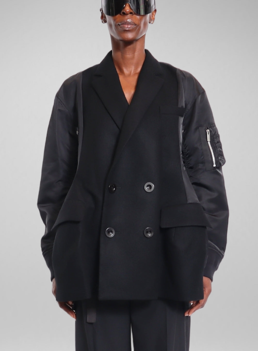 SACAI | Wool Melton Nylon Twill Mix Quilted Blouson