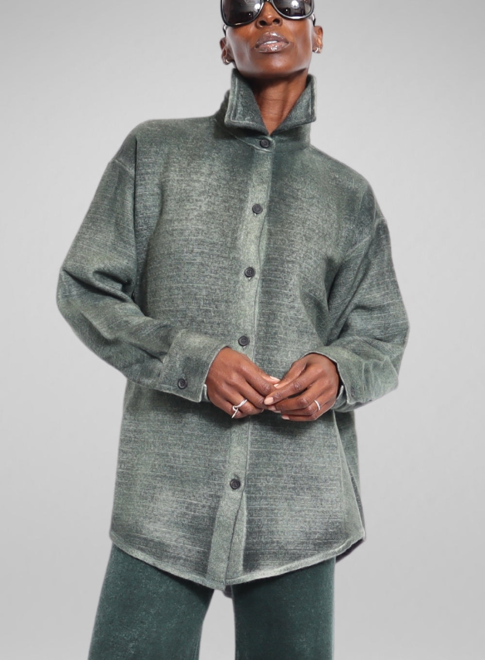 AVANT TOI | Cashmere Wool Net Fabric Button-Up Shirt