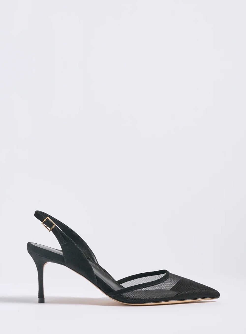 MARION PARKE | Black Mesh Classic Slingback 70