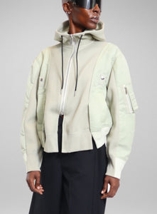 SACAI | Nylon Twill Sponge Sweat Zip-Up Hoodie