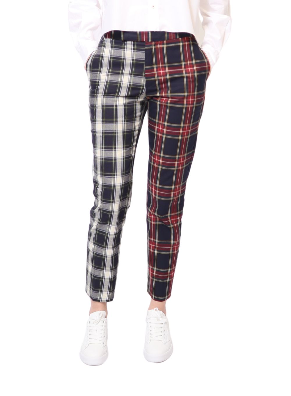 Plus Size Black White Houndstooth Checkered Pants Online in India | Amydus