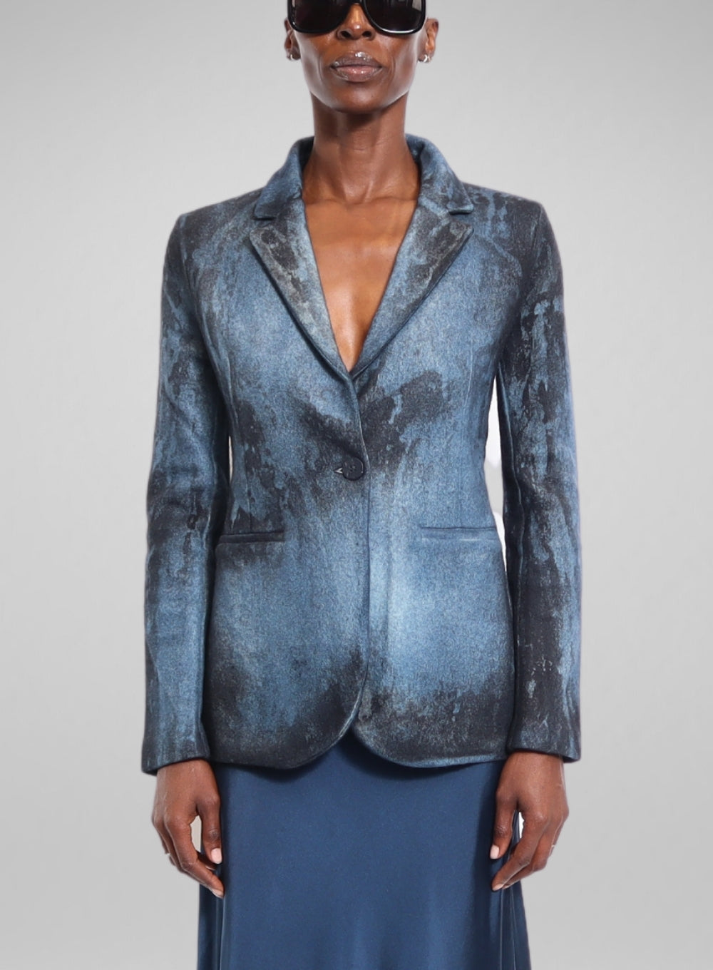 AVANT TOI | Dark Marmo Effect Felted Rever Jacket