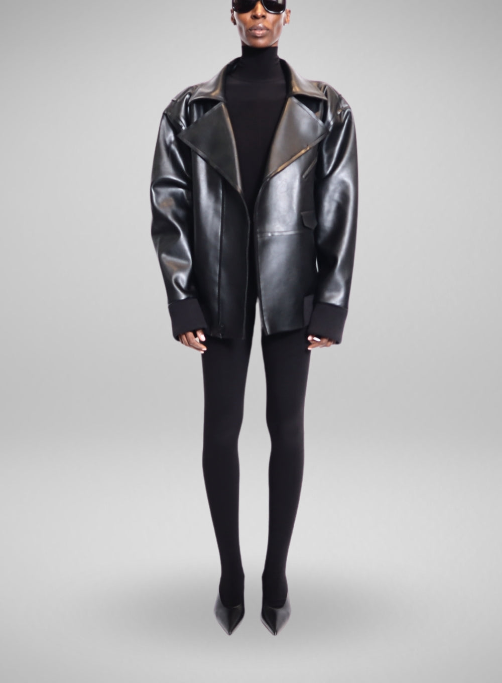 NORMA KAMALI | Oversized Faux Leather Moto Jacket