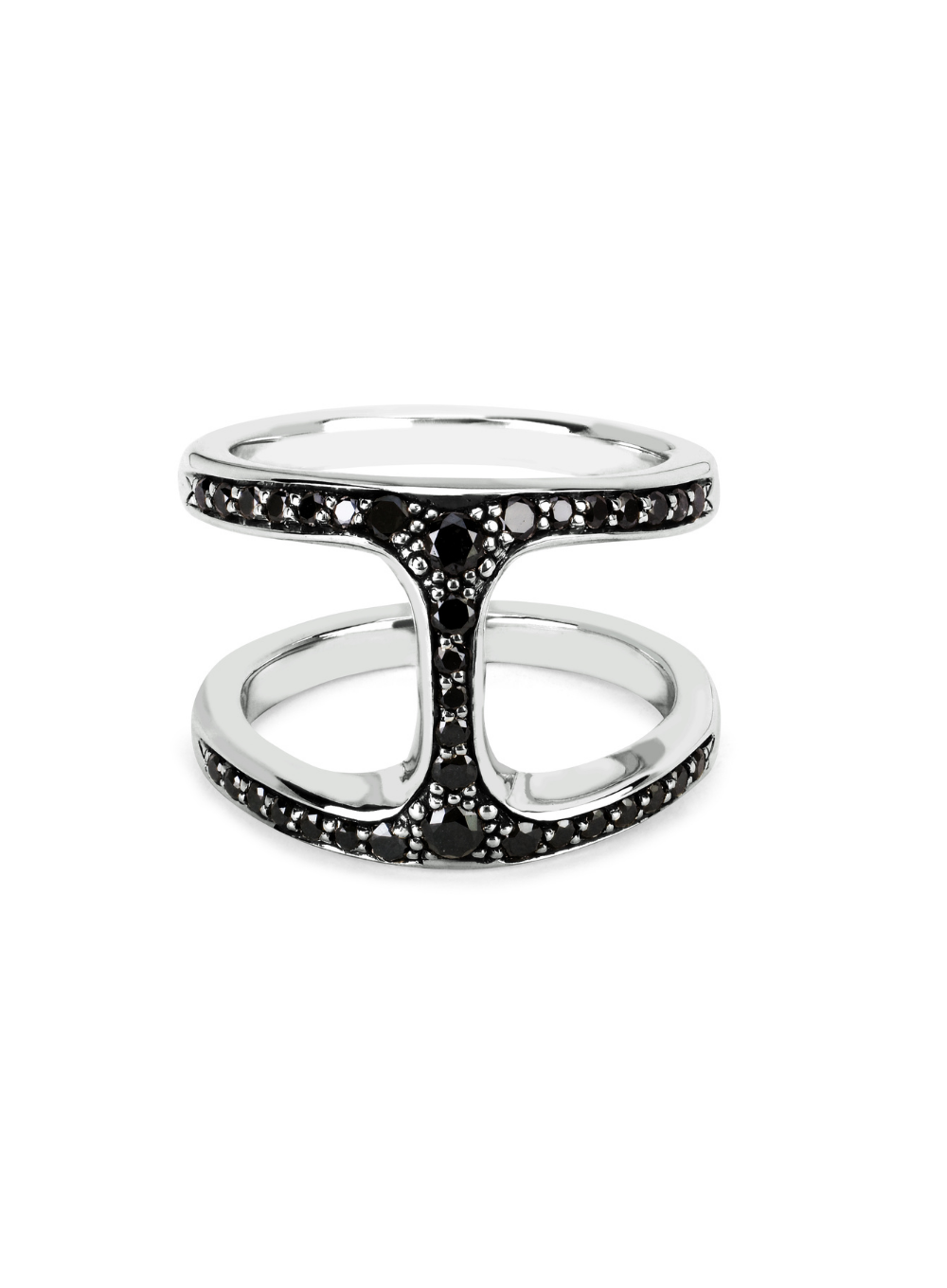 HOORSENBUHS | Dame Phantom with Black Diamonds Ring in Sterling Silver